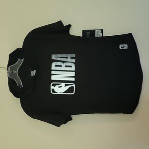 NWT NBA New Black Hooded Short Sleeve Shirt M 10-12